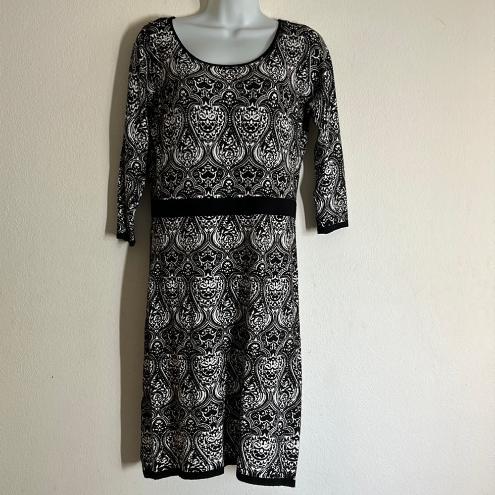 Allison Britnney Black & White Paisley Dress Gem